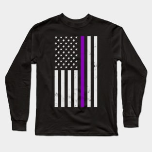 National Purple Heart Day American US Flag Vintage Long Sleeve T-Shirt